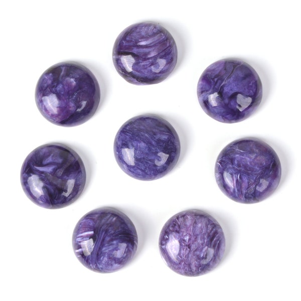 15mm  Natural charoite gemstone round flatback cab cabochon