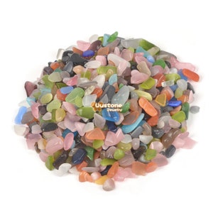 Synthetic Multi-color Cat Eye Polished Chips Crushed Tumbled Stone Crystal Healing Embellishments 100 Grams