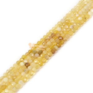 3MM to 4MM Yellow Opal Faceted round loose beads strand 15.5-16" DIY Jewelry Making