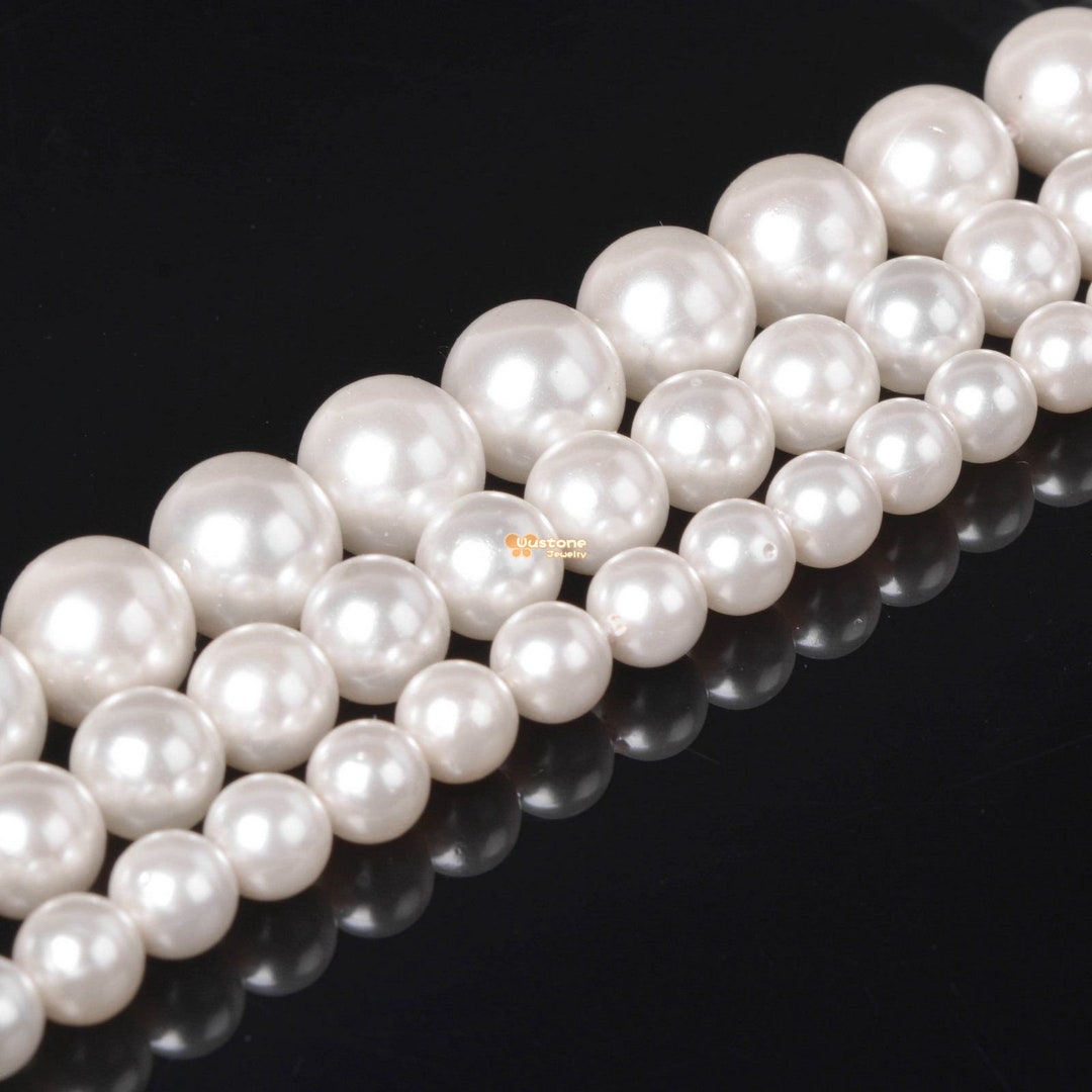 Shell Pearl Round Shell Pearl Round Ball Loose Beads DIY Jewelry Making Beads Strand 6mm ...