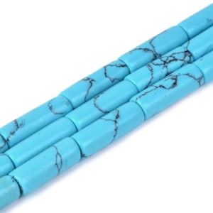 13mm Synthetic Turquoise Cylinder tube loose gemstone beads 16&quot;