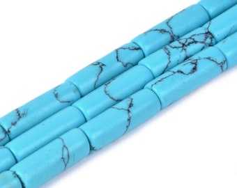 13mm Synthetic Turquoise Cylinder tube loose gemstone beads 16"