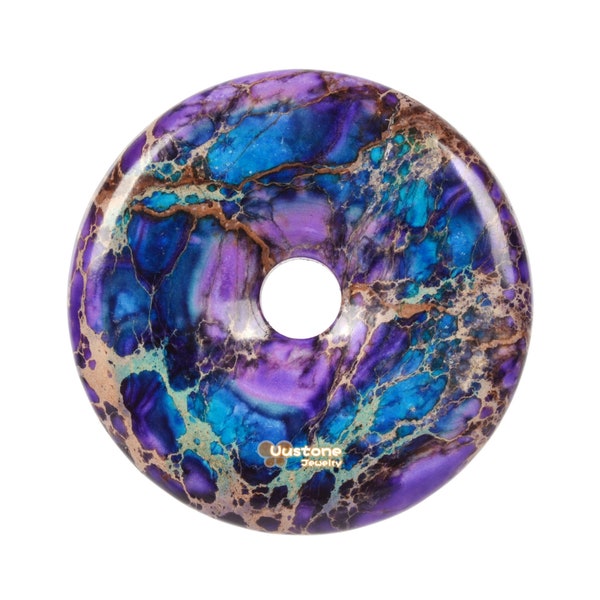 Pendentif en pierre précieuse en forme de donut, sédiment de mer bleu violet, 30mm, perle focale, fabrication de bijoux, bricolage