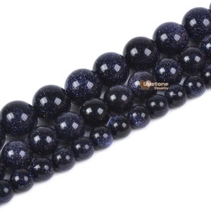 Synthetic blue sandstone goldstone round ball loose gemstone beads 6mm 8mm 10mm