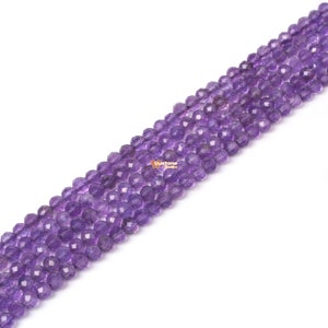 02731 3.7mm to 4.7mm Faceted Amethyst Round  Loose Beads DIY Jewelry Making Strand 15.5-16&quot;