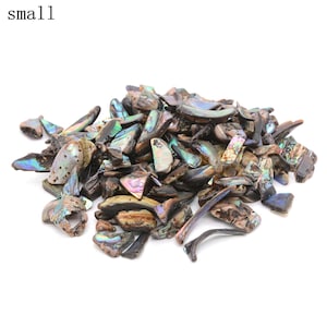 Natürliche Abalone Shell unregelmäßige Form ungebohrte Perlen polierte Chips zerkleinerte getrommelte Steinheilverzierungen 100 Gramm