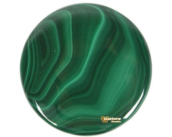 Natural Malachite 30mm Flat Round Coin Disc Smooth Polished Gemstone Cabochon Crystal Healing Pocket Palm Worry Stone