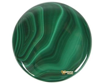 Malachite naturelle 30 mm, disque plat rond, pierre précieuse polie, cabochon, cristal de guérison, paume de poche, pierre d'inquiétude