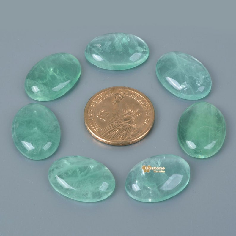 25mm Green fluorite oval flatback cab cabochon