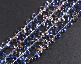 Niziky 620 Perline Briolette In Cristallo 4mm - Rondelle Sfaccettate AB Arcobaleno Per Creazione Gioielli