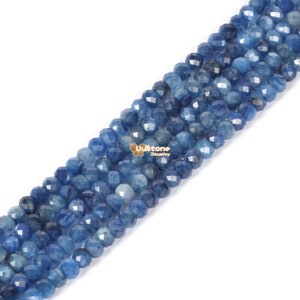 02051 4mm Faceted Dyed Kyanite charm  rondelle loose beads 16&quot;