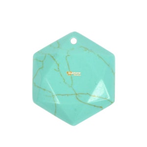 25mm Handmade Dyed Turquoise Faceted Hexagram Star Geometrical Pendant Focal Bead
