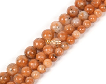 Orange Calcite Round Ball Loose Gemstone Beads 6mm 8mm 10mm