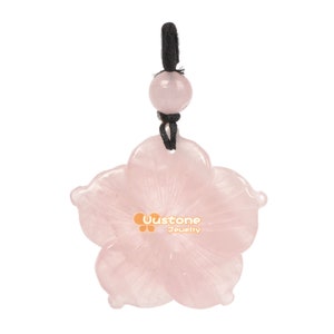 28mm Handmade Rose Quartz Carved Hawaii Flower Pendant Bead