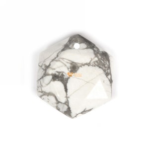 25mm Handmade Natural White Howlite Faceted Hexagram Star Geometrical Pendant Focal Bead