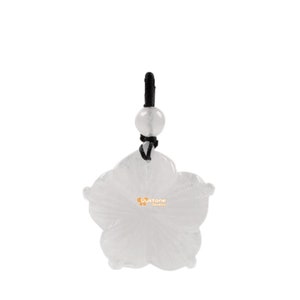 28mm Handmade White Jade Carved Hawaii Flower Pendant Bead