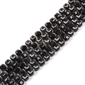Black Banded Agate 8mm Natural Gemstone Faceted Cube Dice Square Beads Strand 15.5 inch Micro Faceted Laser Diamond Cut Beads