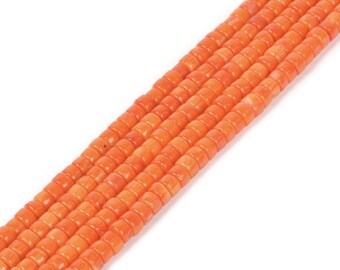 5x3mm peach coral heishi loose beads 15.5"