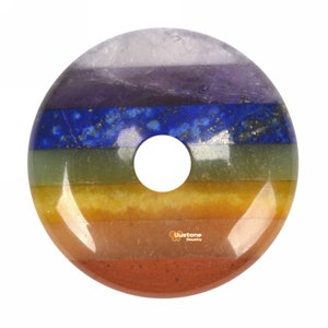 30mm 7 Chakra Gemstone donut gemstone pendant focal bead