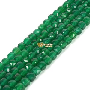 3.7mm to 4.7mm Faceted Green Agate Cube Square Loose Beads DIY Jewelry Making Strand 15.5-16&quot;