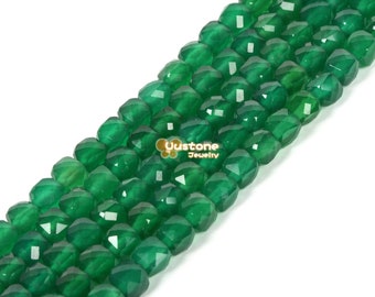 3,7 mm bis 4,7 mm facettierte grüne Achat Würfel Quadrat lose Perlen DIY Schmuck machen Strang 15,5-16 "