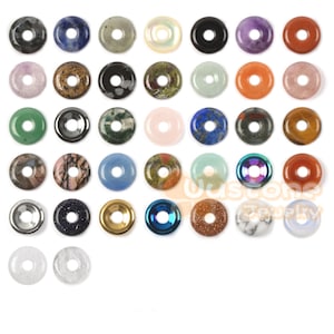Peace Donut Healing Crystal 15mm Mini Coin Dise Circle Shaped Stone Pendant Beads for DIY Jewelry Making 12pcs OR 24pcs