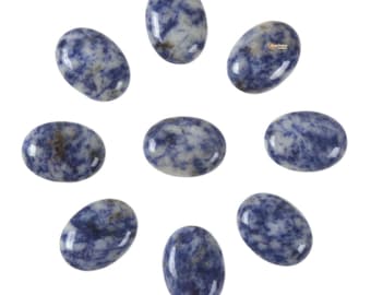 Cabochon ovale a fondo piatto in diaspro blu macchiato da 30 mm