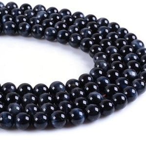 8mm AA grade Blue tiger eye round loose gemstone beads 15.5&quot;