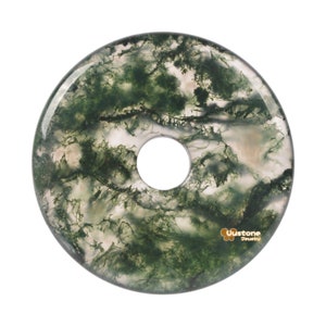40mm Moss Agate donut focal pendant bead