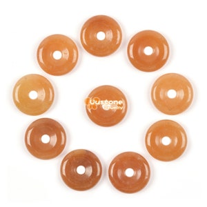 Pingente de contas focal de donut de aventurina laranja de 20 mm para fazer joias