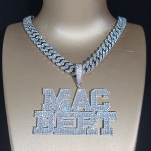 Colgantes personalizados con letras universitarias heladas, cadena de eslabones cubanos de 12 mm, collar con nombre personalizado, collar con palabras personalizadas, regalos de cumpleaños