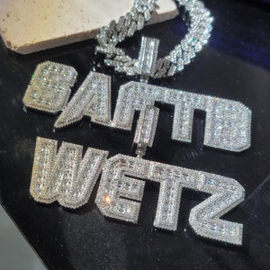 Custom Baguette Gold Silver Plated Name Pendant,Icy Nameplate,Personalized Letters Necklace,Hip Hop Rock Jewelry,Cuban Chain,Birthday Gifts