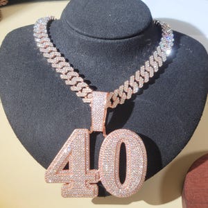 Personalized Large Number Letter Charm Necklace,Iced Out Custom Name Pendants,Silver Custom Necklace,Gifts for Him,Cuban Chain,Prom Jewelry