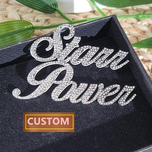 Luxury Custom Name Pins Prom Party Badges Brooch,Personalized Crystal Letters Brooch for Team,Custom Lapel Pin Jewelry& Accessories Gift