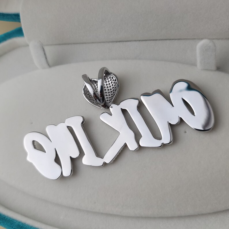 Custom Cursive Name Necklace: Heart Bail, Iced Cuban Chain Pendant - Etsy