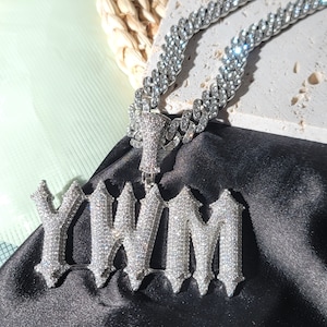 Custom Gothic Name Pendant: Iced Cuban Link Chain, Hip Hop Jewelry