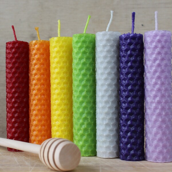 Rainbow Handrolled Beeswax Candles