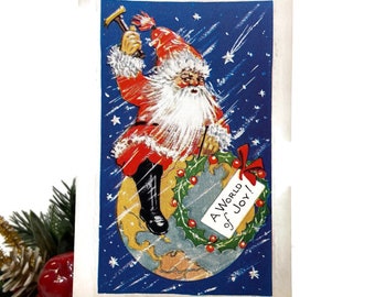 Carte postale vintage / Carte postale du Père Noël en relief Carte postale de Noël des États-Unis inutilisée