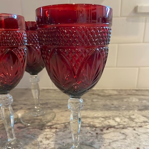 Vintage Ruby Red Crystal Water Goblet by Cristal D’Arques - Durand, Price is per Water Goblet
