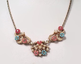 Mid Century Necklace - Unique Vintage Necklace - Multi Colored Necklace