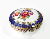 Dresden Trinket Box Hand Painted Round Jewelry Storage Keepsake Box Dresden China Germany
