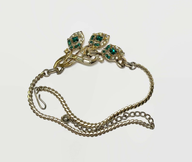 Trifari Rhinestone Choker Necklace 1950s Emerald Green Stones Etsy