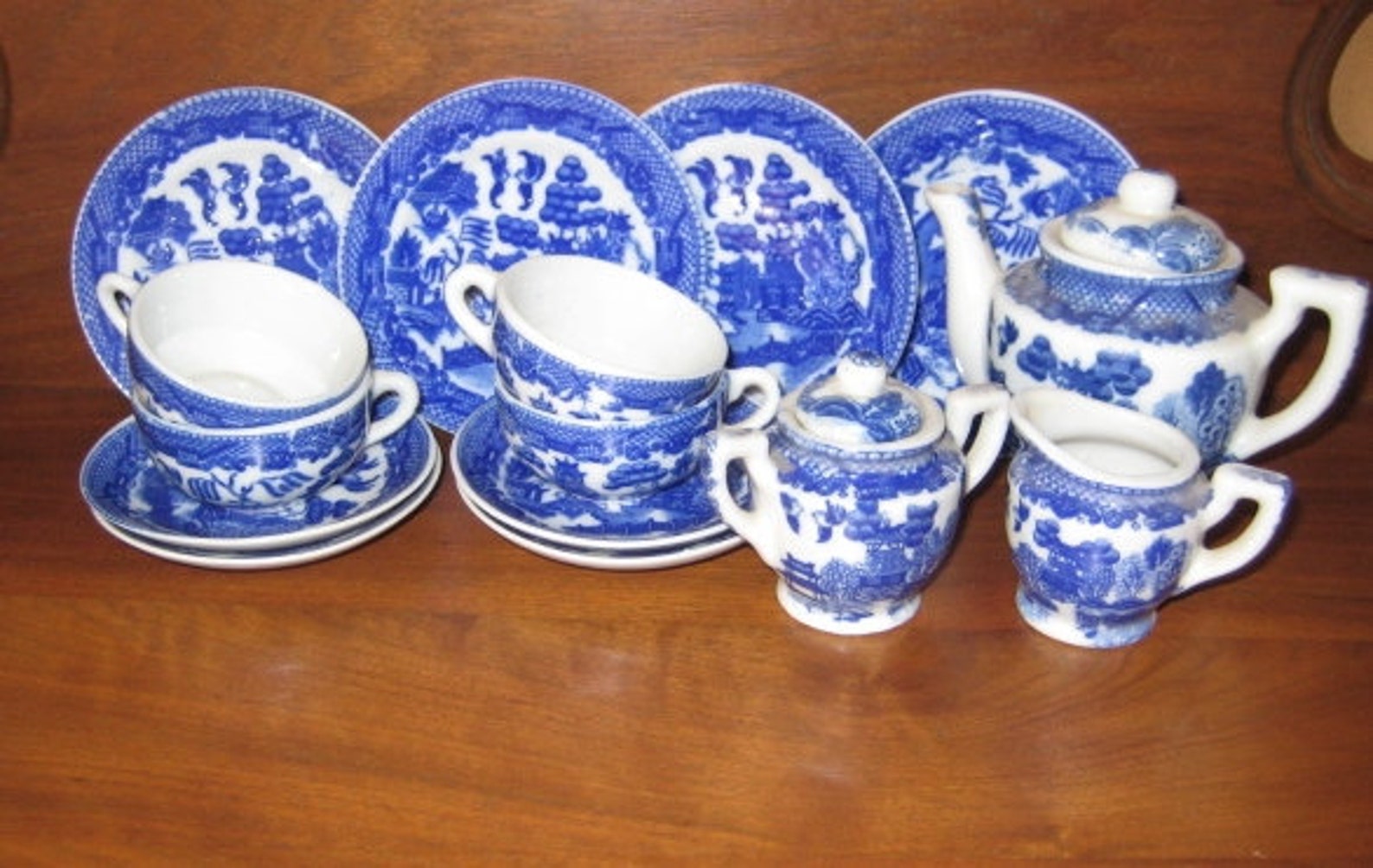Vintage Blue Willow Childs Tea Set Etsy
