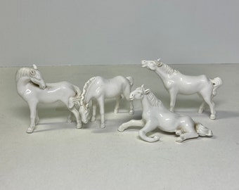 Miniature White Horse Figurines Metzler Ortloff Germany