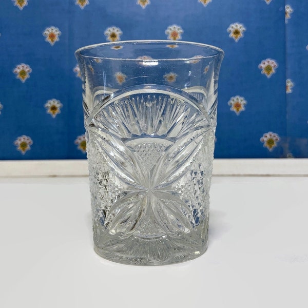 Whiskey Glass Flat Tumbler US Glass Pressed Glass Pattee Cross Pattern Highball Glass
