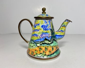 Miniature Enameled Teapot - Vincent van Gogh - Trade + Aid UK Enamel Collectible Teapot