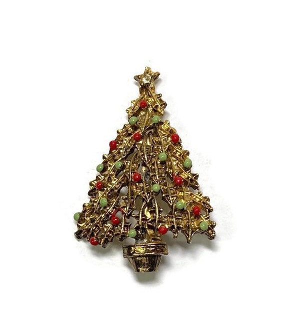 Christmas Tree Brooch Enamel Painted Ornaments on 