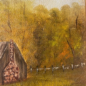 Vintage Painting, Mid Century Painting, Landscape Painting, Barn or Cabin Painting, Fall Landscape, Framed painting Bild 6