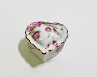 Lefton Japan Heart Shaped Trinket Box, Small Porcelain Trinket Box, Gift For Her