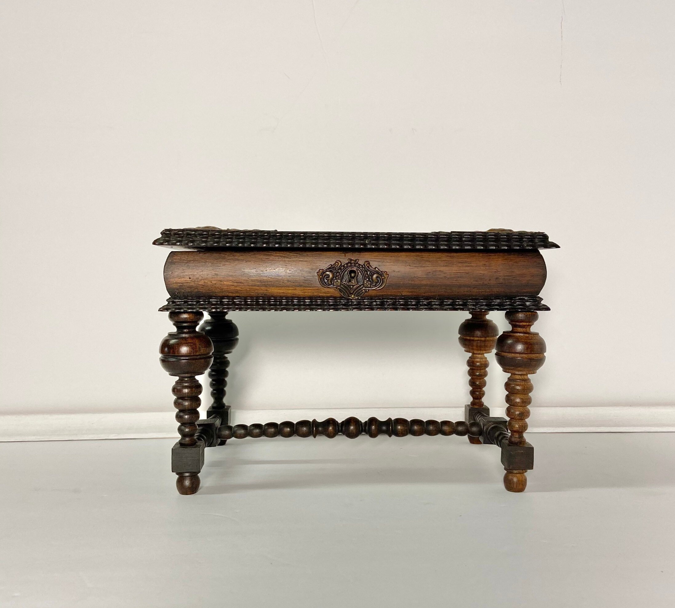 Antique Wood Box With Turned Legs Jewelry Box Keepsake Box Etsy